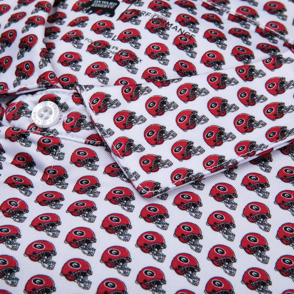 UGA Helmet Printed Polo White