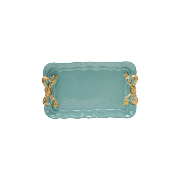 Decorative Metal Tray with Gold Finish Bows