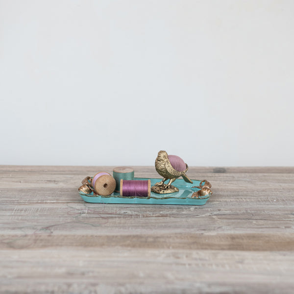 Decorative Metal Tray with Gold Finish Bows