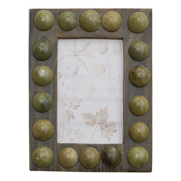 Handmade Marbled Resin Bobbin Photo Frame Green (For 4x6 Photo)