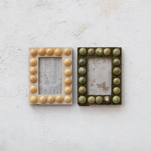 Handmade Marbled Resin Bobbin Photo Frame Green (For 4x6 Photo)