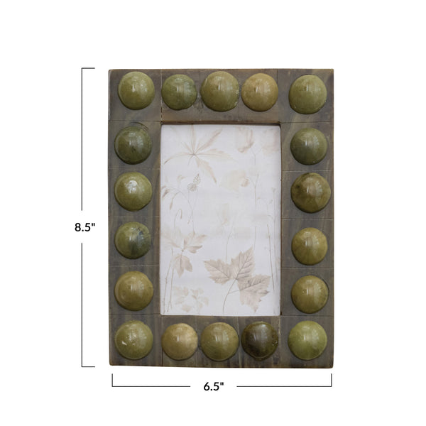 Handmade Marbled Resin Bobbin Photo Frame Green (For 4x6 Photo)