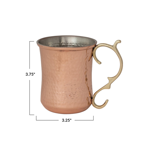 10 oz. Hammered Stainless Steel Mule Mug w/ Brass Handle