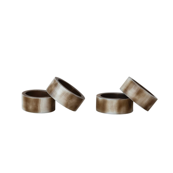 Marbled Resin Napkin Rings, Brown & Ivory Color