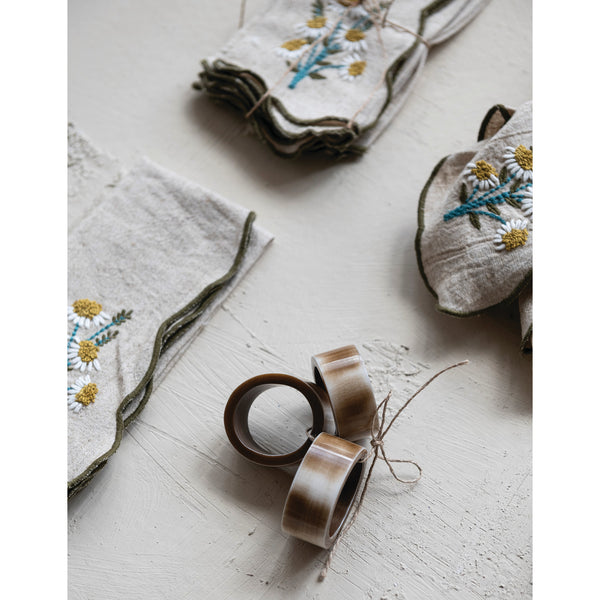 Marbled Resin Napkin Rings, Brown & Ivory Color