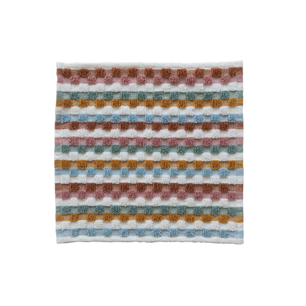 Woven Cotton Terry Dish Cloth with Geometric Pattern & Loop