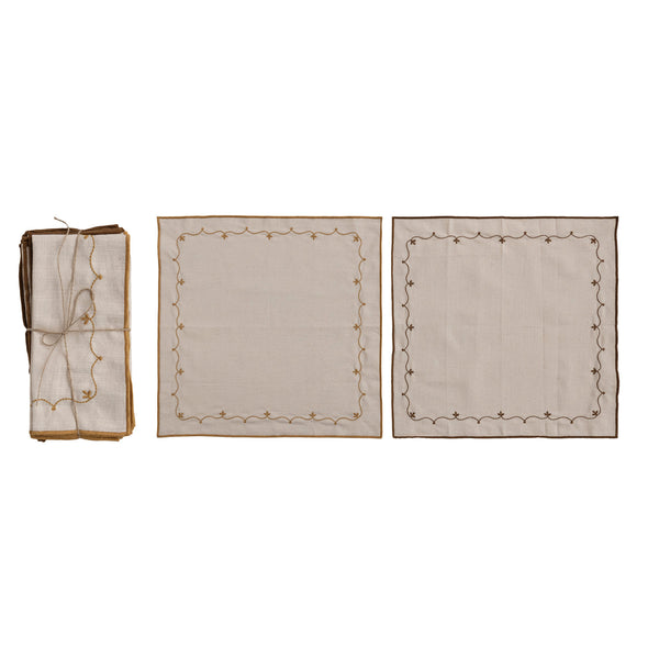 Cotton Napkins with Floral Embroidery