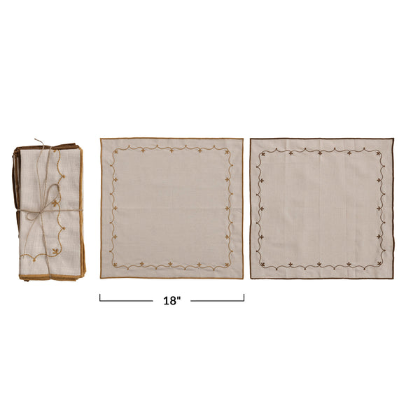 Cotton Napkins with Floral Embroidery