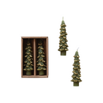 Unscented Tree Shaped Taper Candles w/ Gold Tips in Box