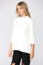 Mock Neck Pull Over Sweater/Bell Sleeve - White