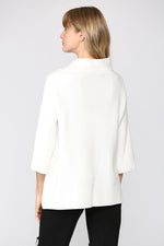 Mock Neck Pull Over Sweater/Bell Sleeve - White