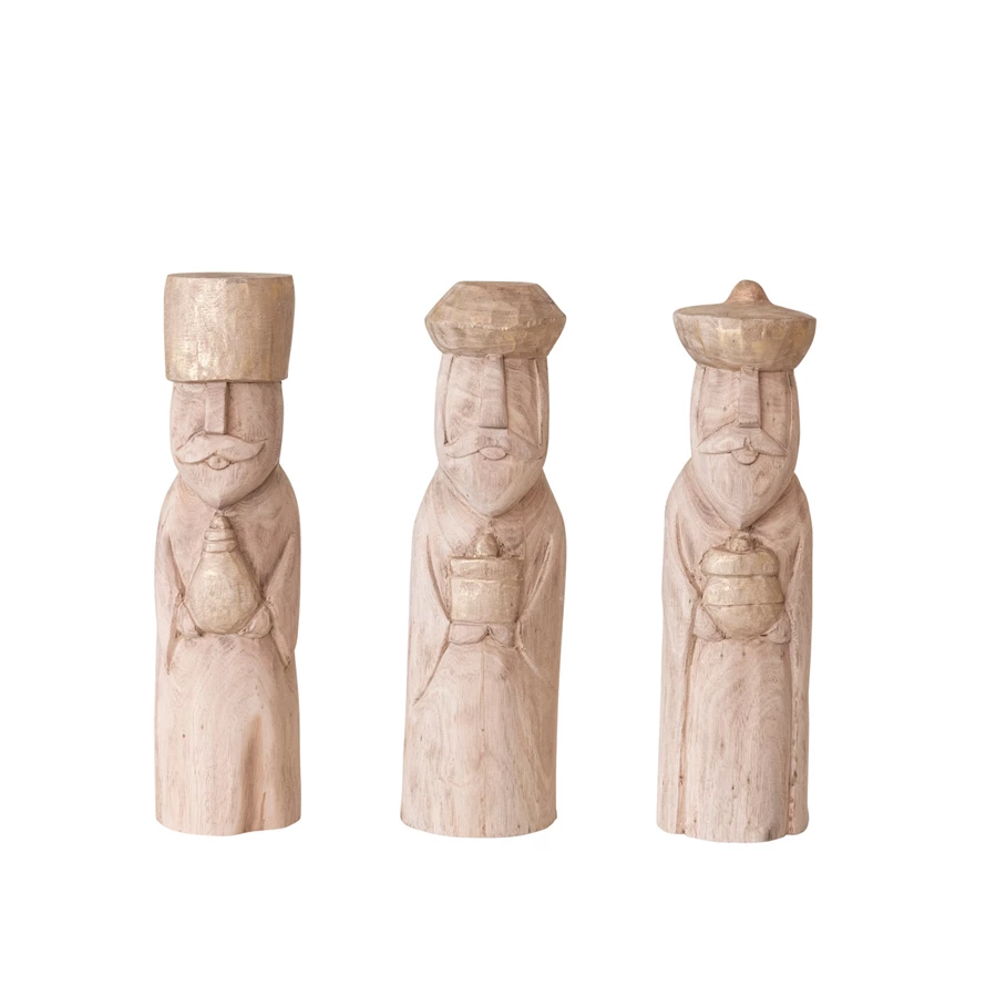 Hand-Carved Mango Wood Wise Men