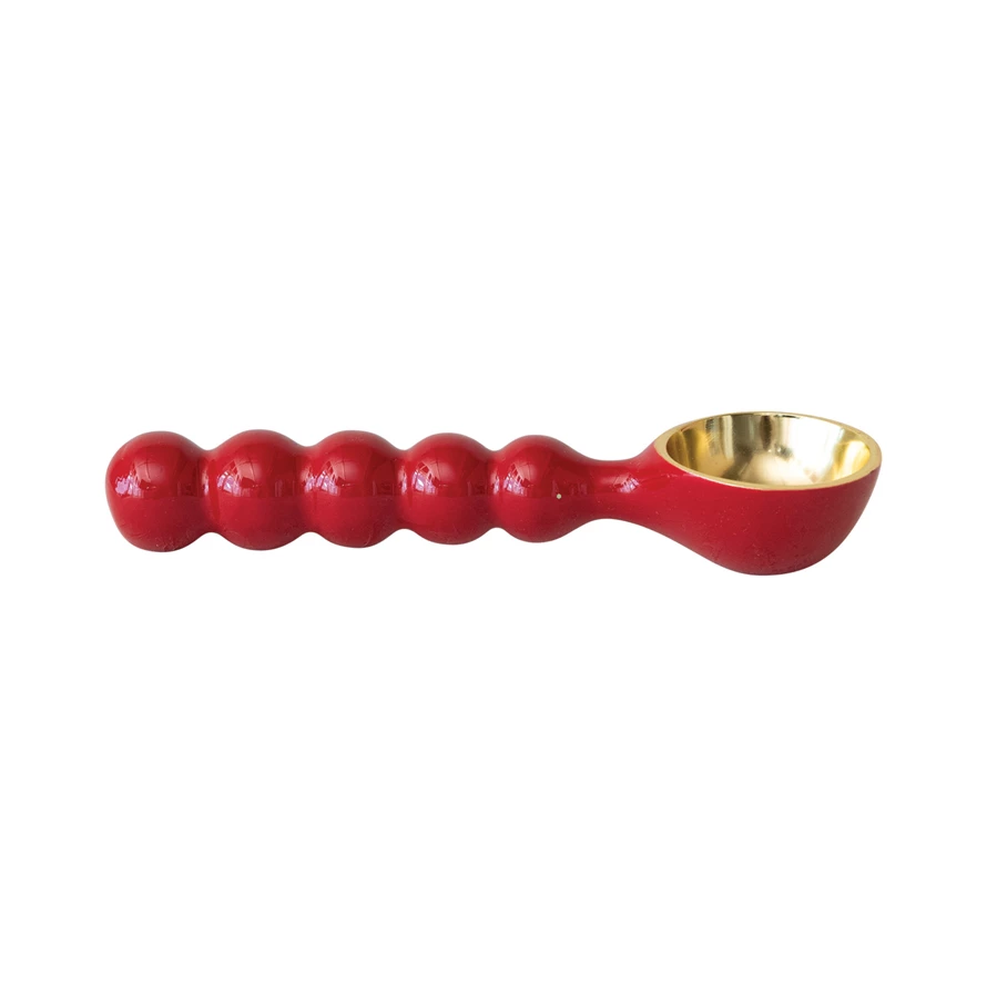 Enameled Aluminum Ice Cream Scoop, Red & Gold Finish