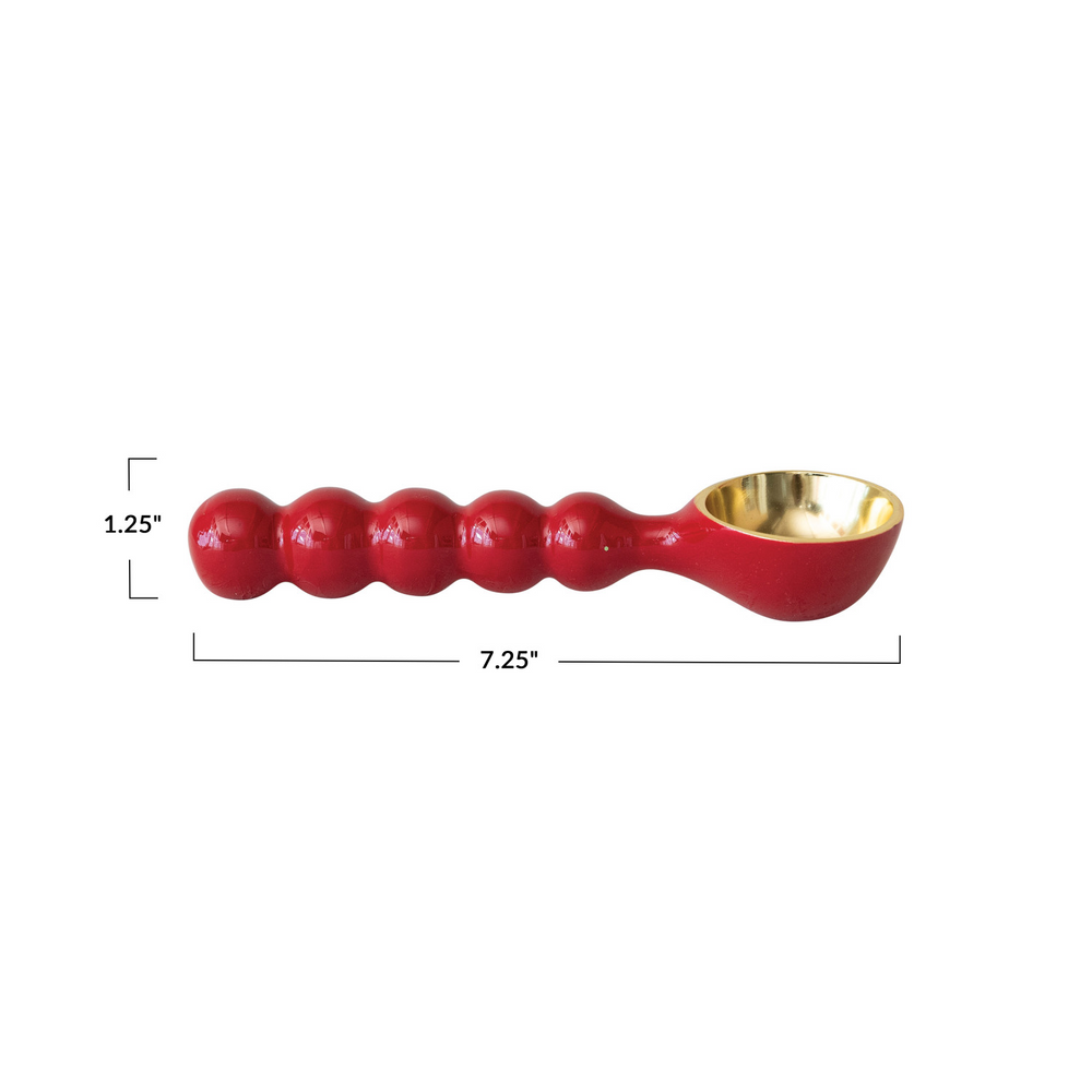 Enameled Aluminum Ice Cream Scoop, Red & Gold Finish