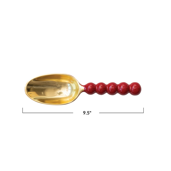 Enameled Aluminum Scoop, Red & Gold Finish