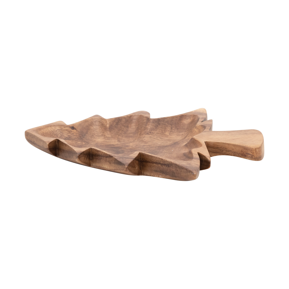 Acacia Wood Christmas Tree Shaped Bowl