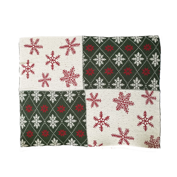Cotton Knit Throw w/ Snowflake Patterns