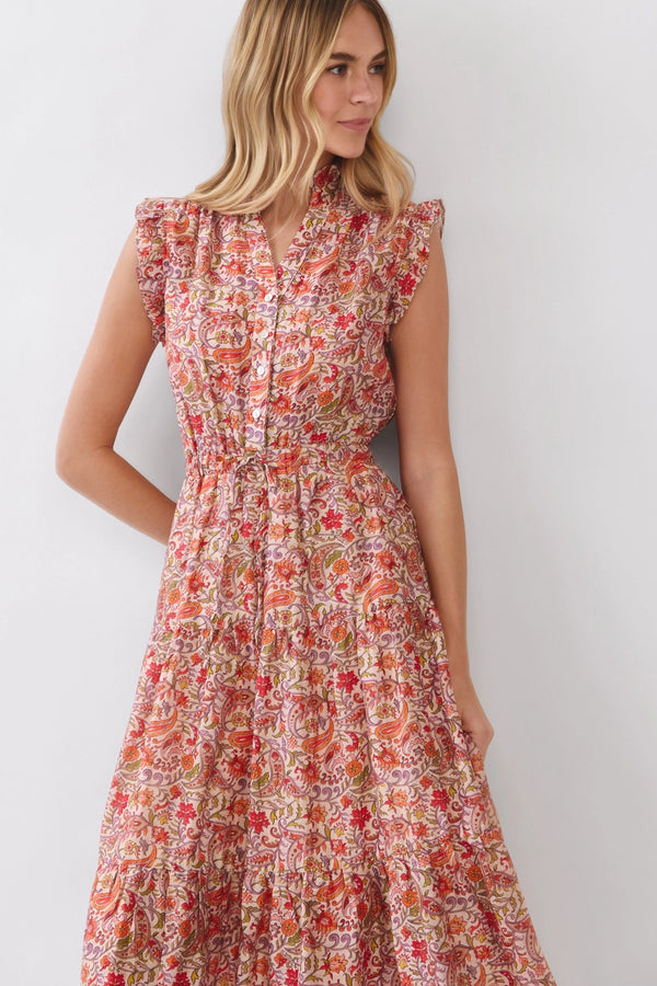 Red Multi Floral Tiered Maxi Dress