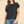 Black Solid Cap Sleeve Knit Top