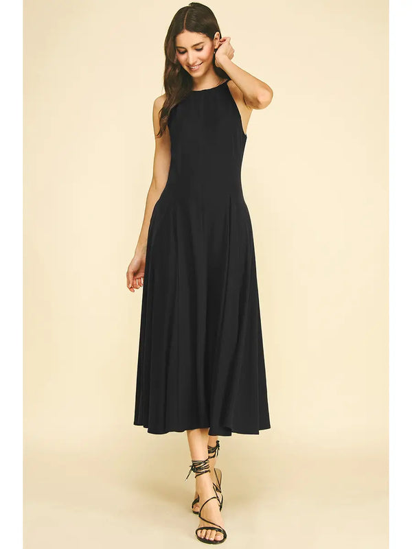 Black Halter Neck Maxi Dress