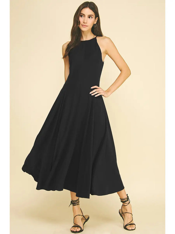 Black Halter Neck Maxi Dress