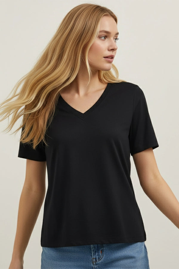 Black Classic V-Neck Tee