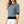 Navy and Blue Contrast Scalloped Striped Knit Top