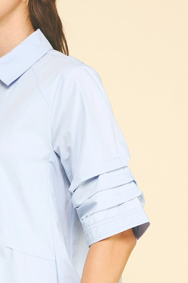 Light Blue Button Down Poplin Mini Dress