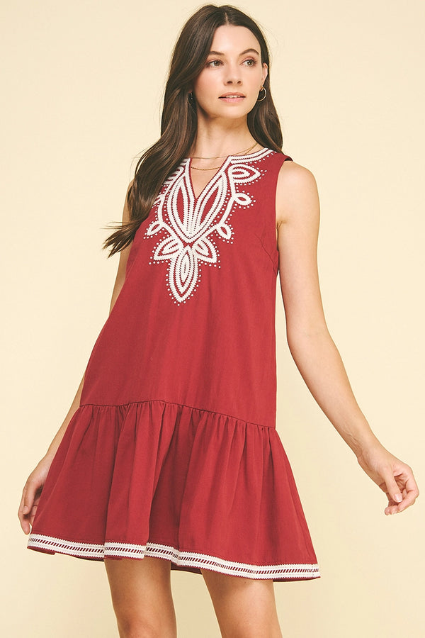 Clay Embroidered Mini Dress