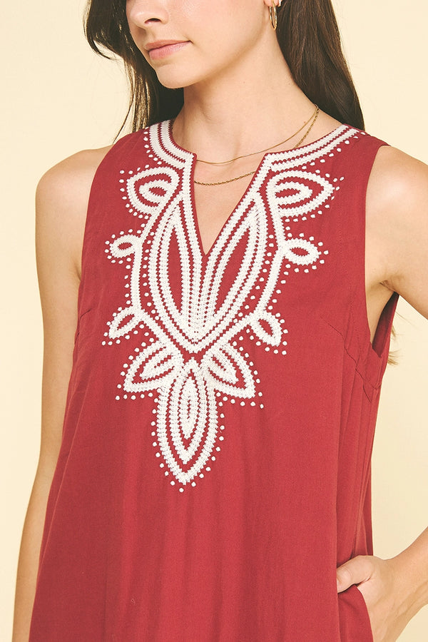 Clay Embroidered Mini Dress