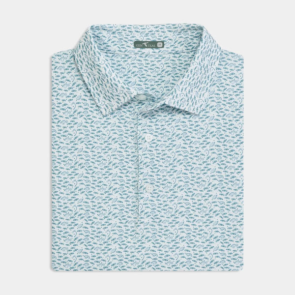 Storm Blue Catch and Release Printed Performance Polo