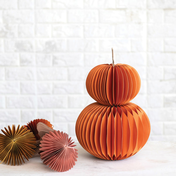 Recycled Paper Folding Honeycomb Pumpkin 6.5”
