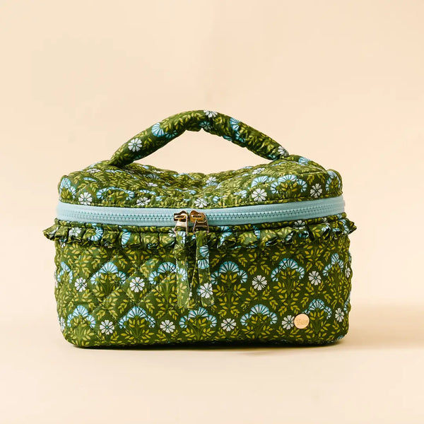 Glam & Go Quilted Cosmetic Bag-Everbloom Forest Green