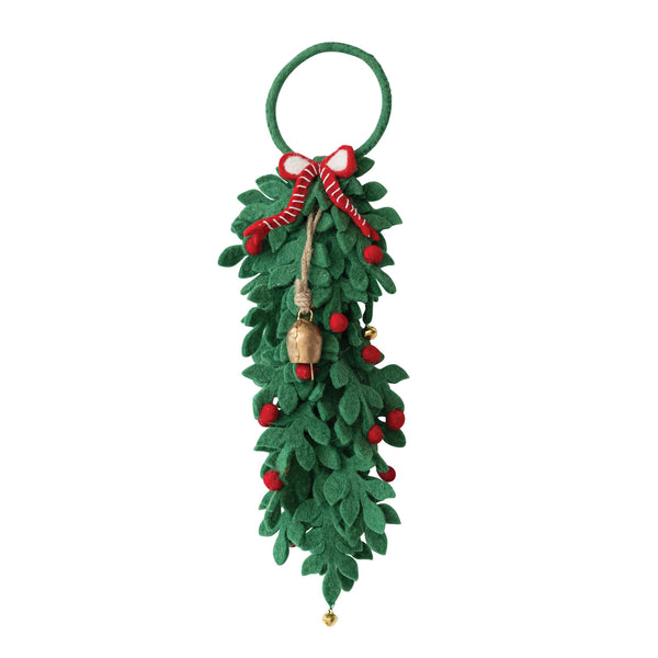 Handmade Wool Felt Leaves & Berries Door Hanger
