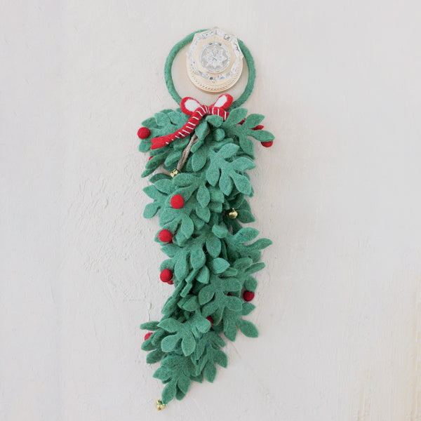 Handmade Wool Felt Leaves & Berries Door Hanger