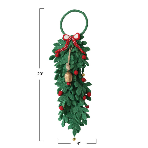 Handmade Wool Felt Leaves & Berries Door Hanger