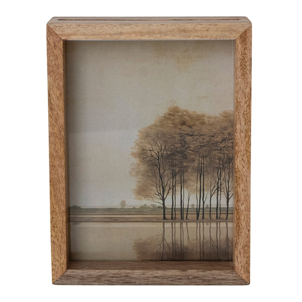 Mango Wood & Glass Floating Two-Sided Photo Frame 5”x7”