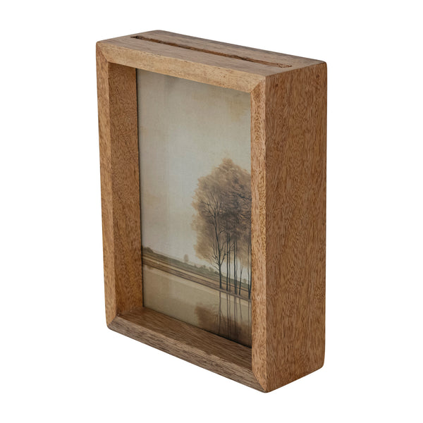 Mango Wood & Glass Floating Two-Sided Photo Frame 5”x7”