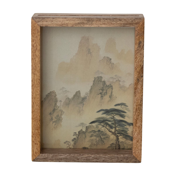 Mango Wood & Glass Floating Two-Sided Photo Frame 5”x7”