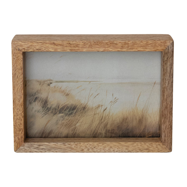 Mango Wood & Glass Floating Two-Sided Photo Frame 4”x6”