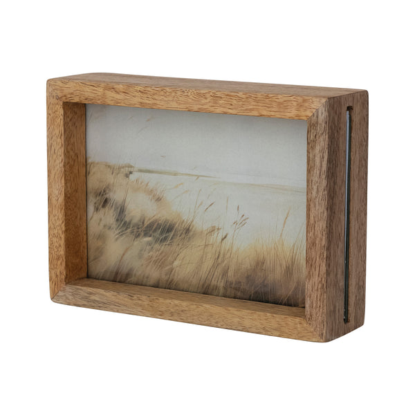 Mango Wood & Glass Floating Two-Sided Photo Frame 4”x6”