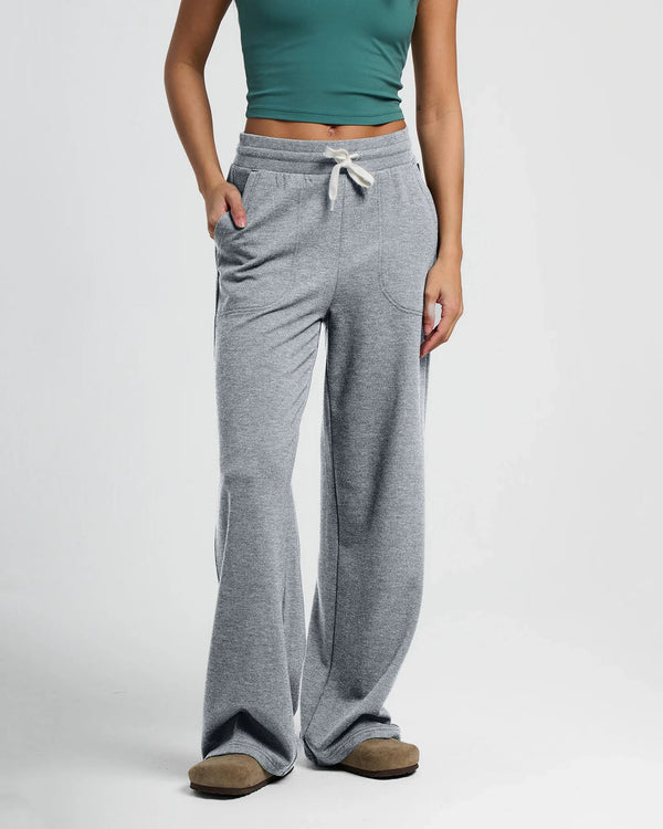 Women's Bamboo Lightweight Fleece Wide Leg Pant : Light Heather Grey