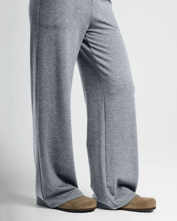 Women's Bamboo Lightweight Fleece Wide Leg Pant : Light Heather Grey