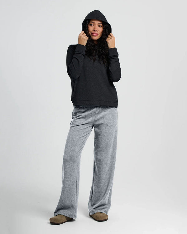 Women's Bamboo Lightweight Fleece Wide Leg Pant : Light Heather Grey