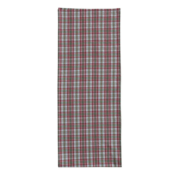 Woven Cotton Table Runner with Plaid Pattern