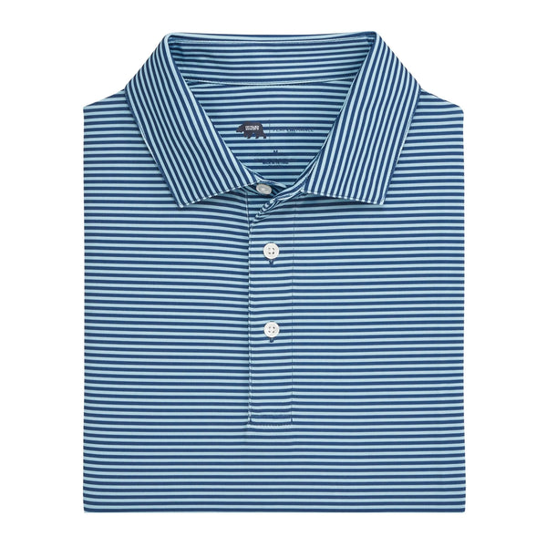 Echo Stripe Performance Polo - Ensign Blue
