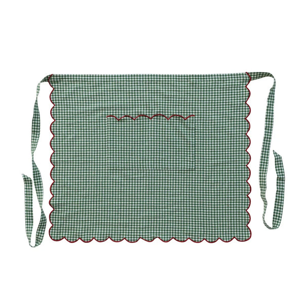 Woven Cotton Scalloped Half Apron
