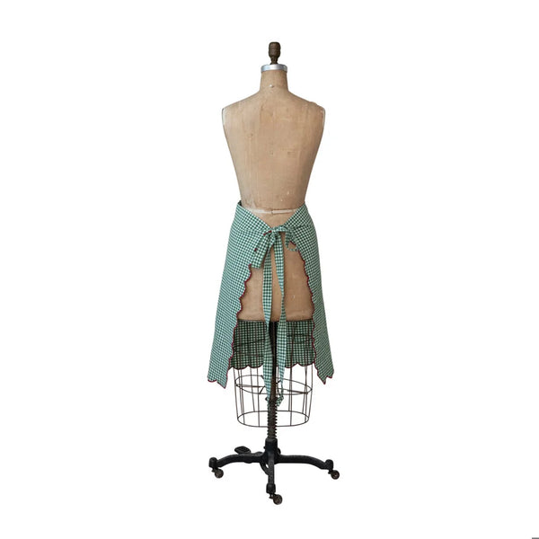 Woven Cotton Scalloped Half Apron