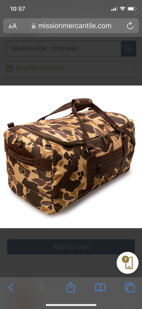 Campaign Waxed Canvas Large Duffle Bag in Smoke/Vintage Camo