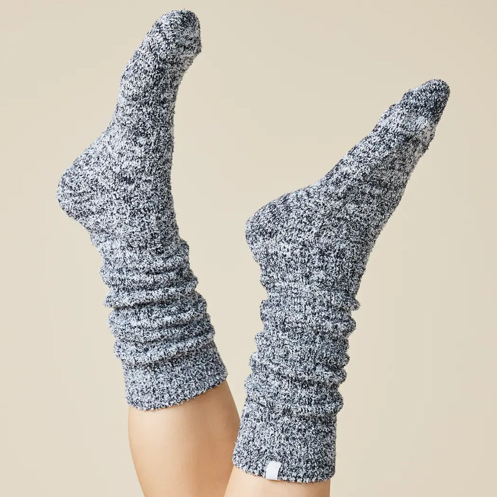 Slouchy Marshmallow Socks with Grippers: Heather Black